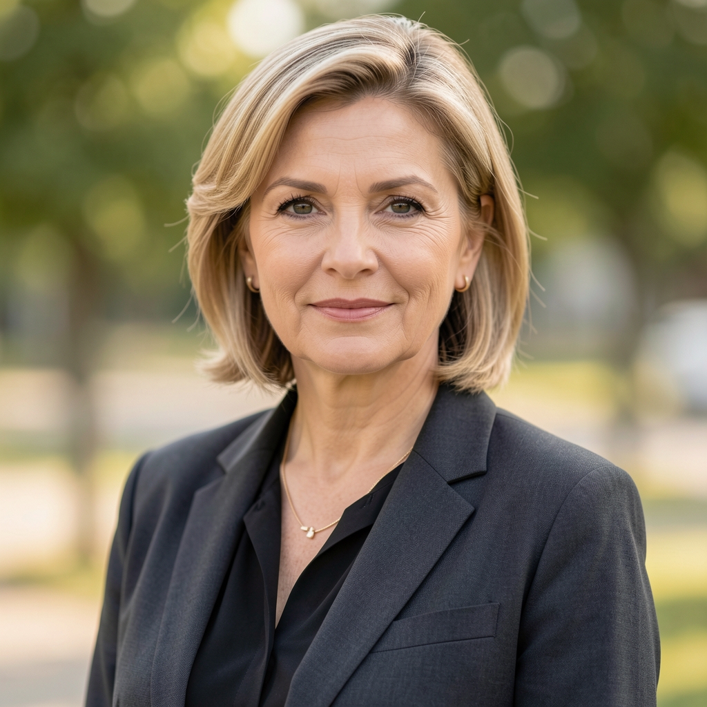 Jana Horáčková, hlavní lektorka osobních financí, profesionální portrét ženy středního věku v elegantním oblečení
