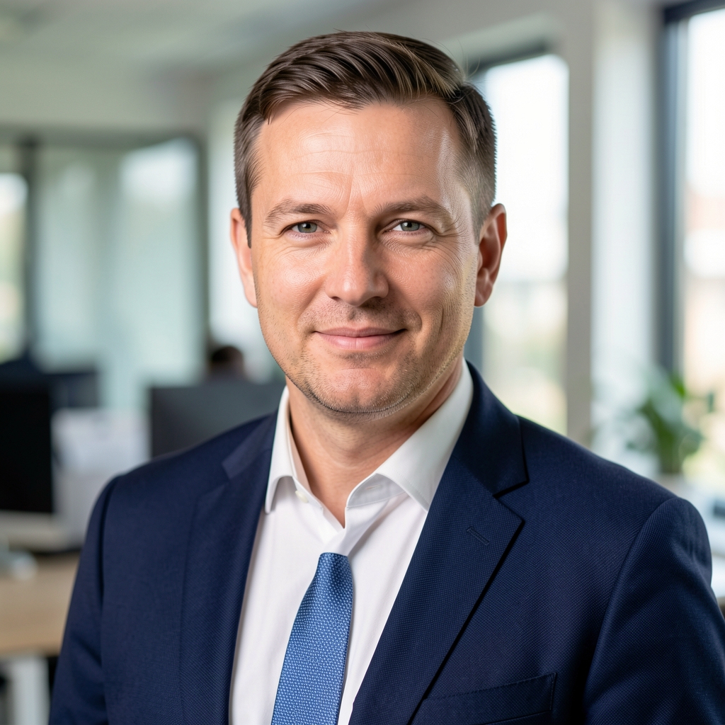 Martin Dvořák, OSVČ a absolvent kurzu daňové optimalizace, muž středního věku v kanceláři